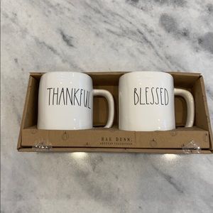 New Rae Dunn THANKFUL and BLESSED Mug Set NWT